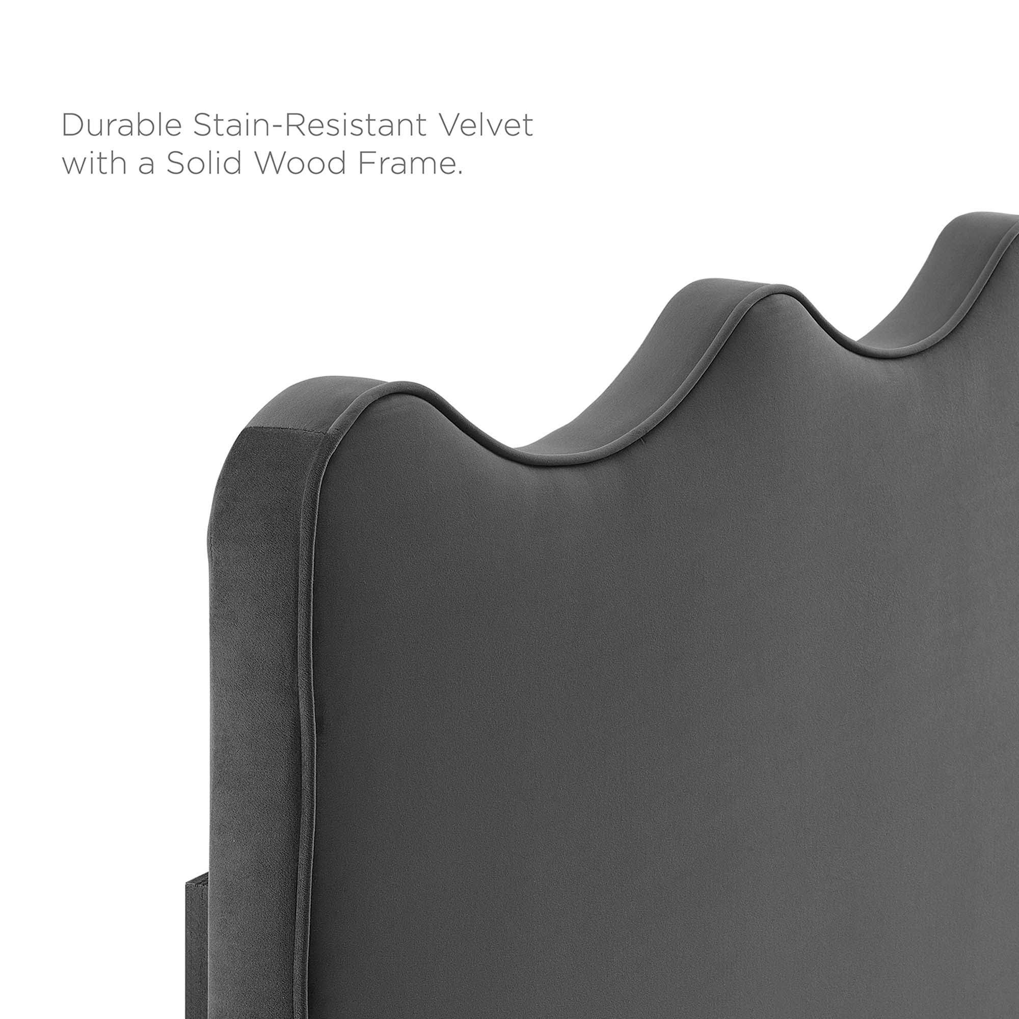 Athena Performance Velvet Headboard King/California King / Light Gray