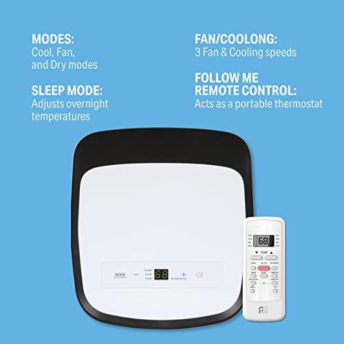 Perfect Aire Portable Air Conditioner - Compactly Designed with Smart Modes, Easy Roll Casters, Bucketless Drain System, and Auto Restart and 24-Hour Timer