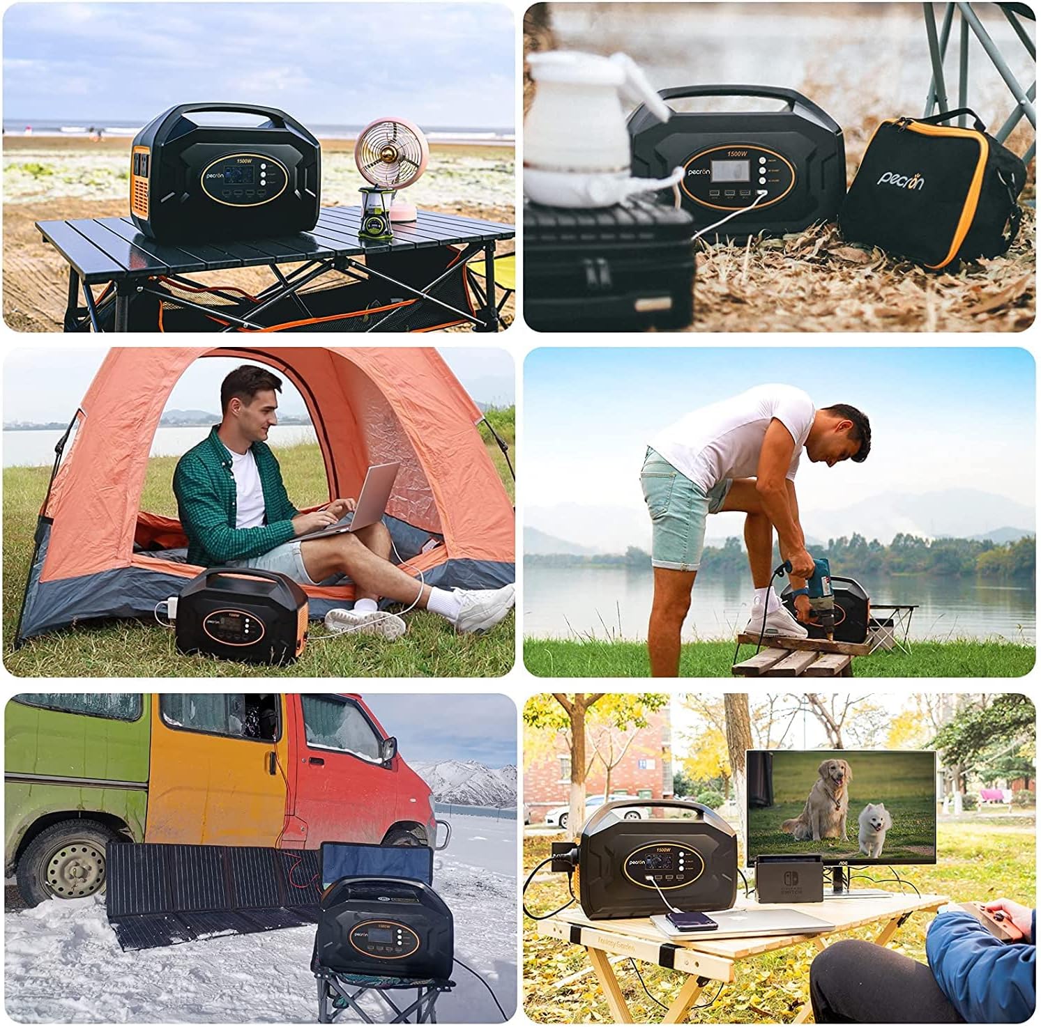 pecron S1500 Solar Generator with Solar Panels included 1500W/1461Wh Portable power station with 2Pcs 200W Foldable Solar Panel 110V Pure Sine Wave AV Outlet Solar Power Generator for Outdoor Camping RV/Van Emergency