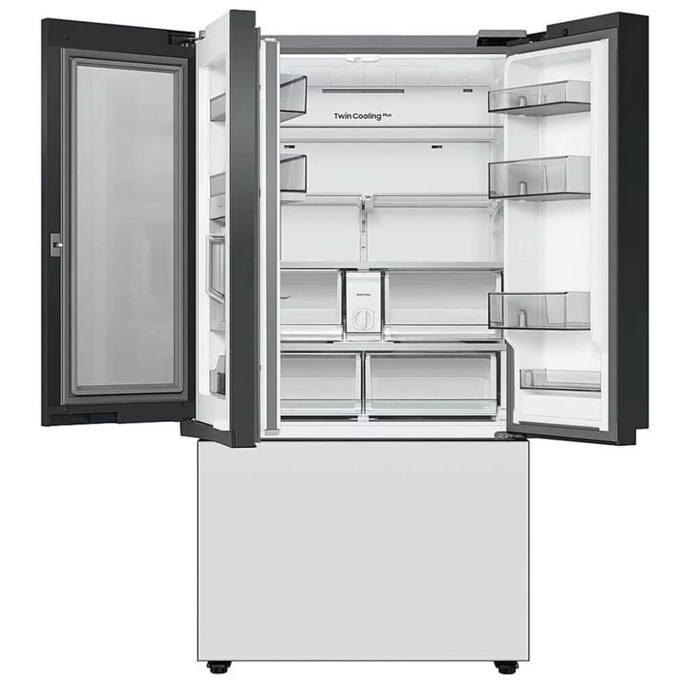 Samsung RF24BB660012 24 Cu. Ft. Bespoke White Glass 3-Door French Door Counter Depth Refrigerator