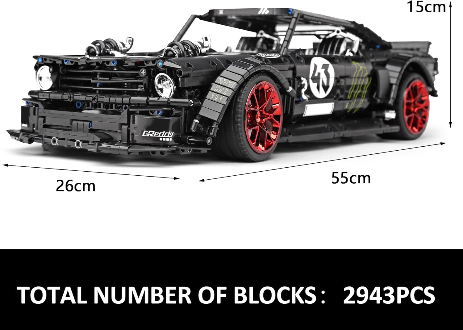 Mould King 13108N Mustang Car Building Kits, MOC Building Blocks Set to Build, Gift Toy for Kids Age 8+ /Adult Collections Enthusiasts(2943 Pieces, Static Versionl)