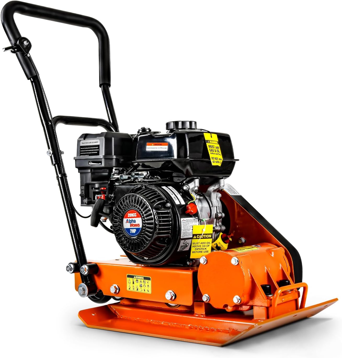 SuperHandy Plate Compactor Rammer 7 HP Gas Engine 4200-Pounds of Compaction Force Rammer Jumping Jack Tamper 20 × 15 Inch Plate for Paving Landscapes Sidewalks Patios EPA/CARB Compliant