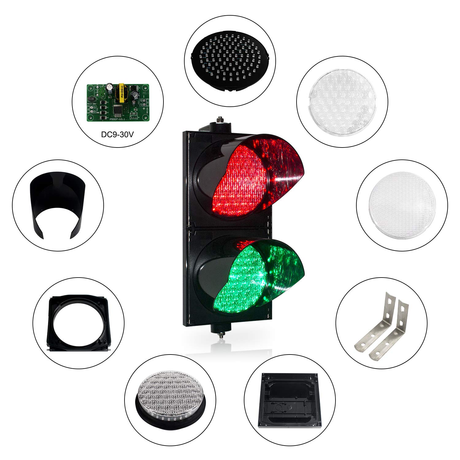 BBMi DC9-36V 200mm(8inch) Traffic Light, Red/Green Stop and Go Light, Traffic Signal Light, PC Housing Waterproof IP65 Industrial LED Traffic Stop Light, Dock Bay Indicator Warning Light