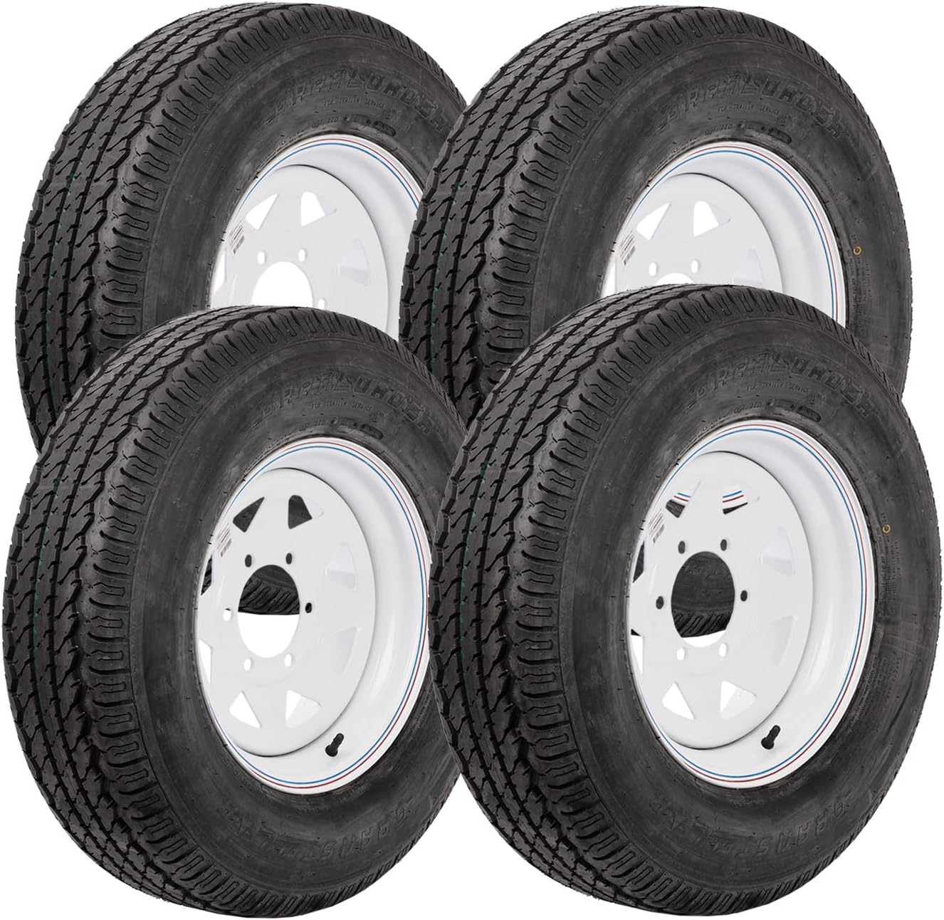 Gran Stellar Tire - ST225/75R15 | SPOKE/WHITE | 6x5.5 | Trailer Tire Mounted | RV Tire | Camper Tire (1)