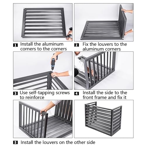 KAXLDHH Outdoor Air Conditioning Cover Aluminum, Privacy Screen Fence Panels, Trash Can Enclosure Flower Stand Ac Fence for Outside Unit, Condenser Protective Cover Pool Equipment Enclosure