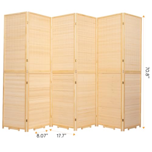 Bamboo Room Divider Folding Privacy Screens, Wall Divider for Room Separation, Portable Room Partitions and Dividers, 5.6FT Bamboo Mesh Woven Room Divider Panel (Brown, 4 Panel)
