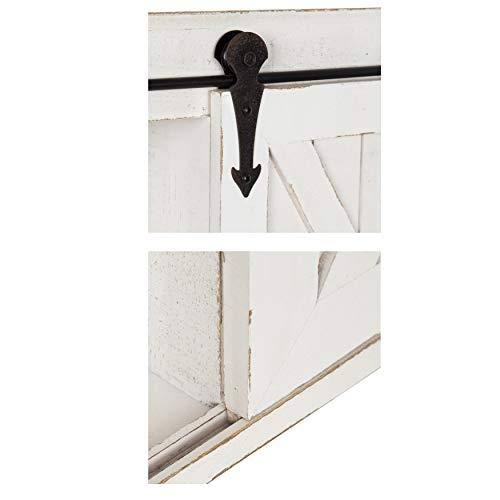 Kate and Laurel - Cates Wood Wall Storage Cabinet with Sliding Barn DOOR, Rustic White