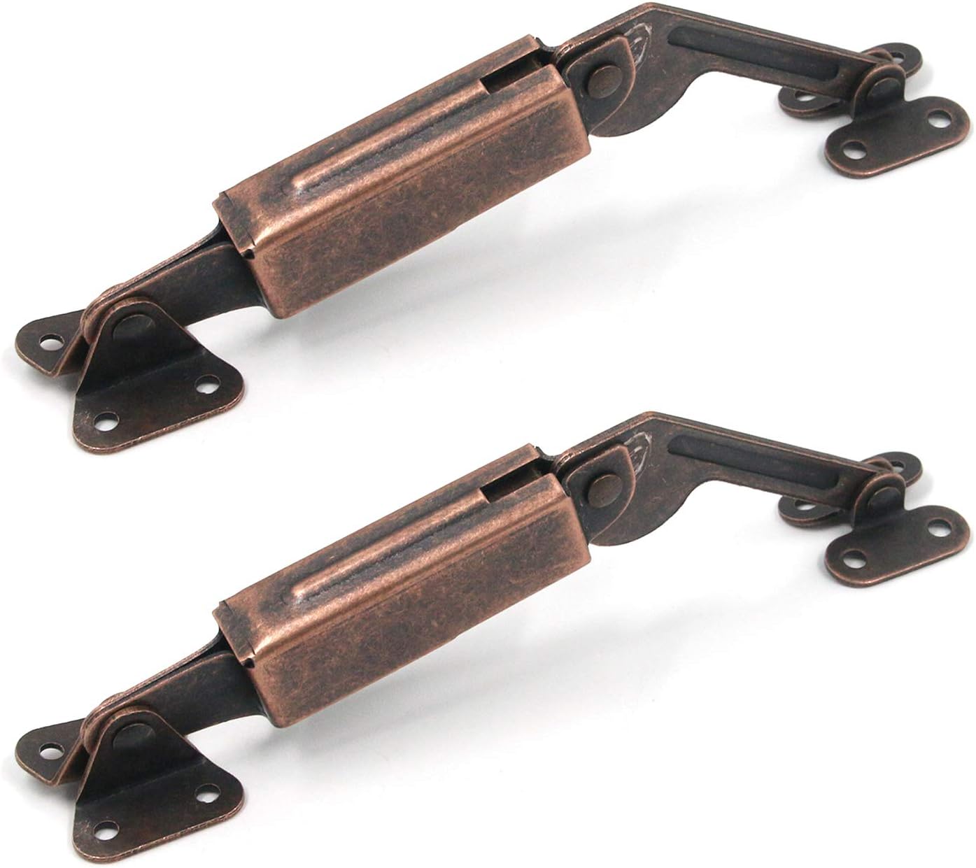 T Tulead Spring Lid Support Left Right Lid Support Down Hinge Red Bronze Iron Support Box Cabinet Hardware Pack of 2 with Mounting Screws