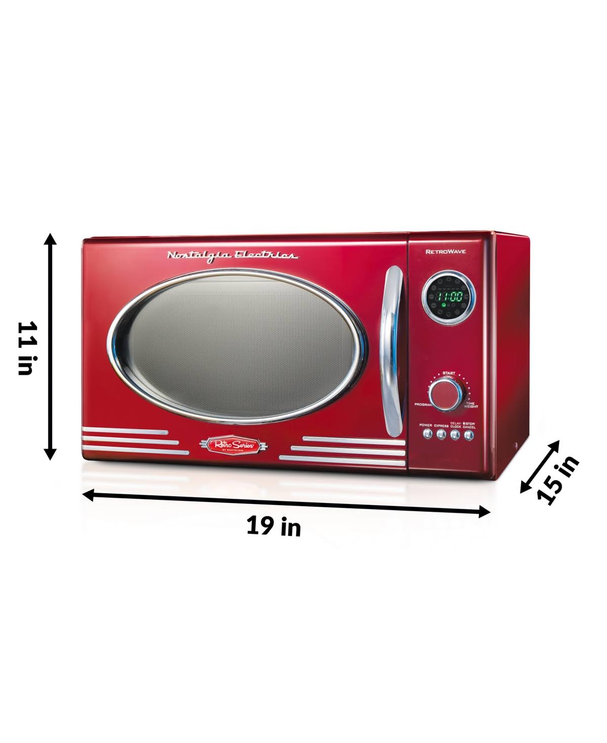 Nostalgia RMO4RR Retro Large 0.9 Cu ft Countertop Microwave Oven Metallic Red