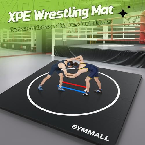 Wrestling Mat 6.6'x10'/10'x10' for Home Outdoor Indoor, 1.2" Thick Foldable XPE Jiu Jitsu Floor Exercise Mat for Gymnastics, PE Training, BJJ, MMA, Martial Art, Grappling, Judo, Boxing, Yoga