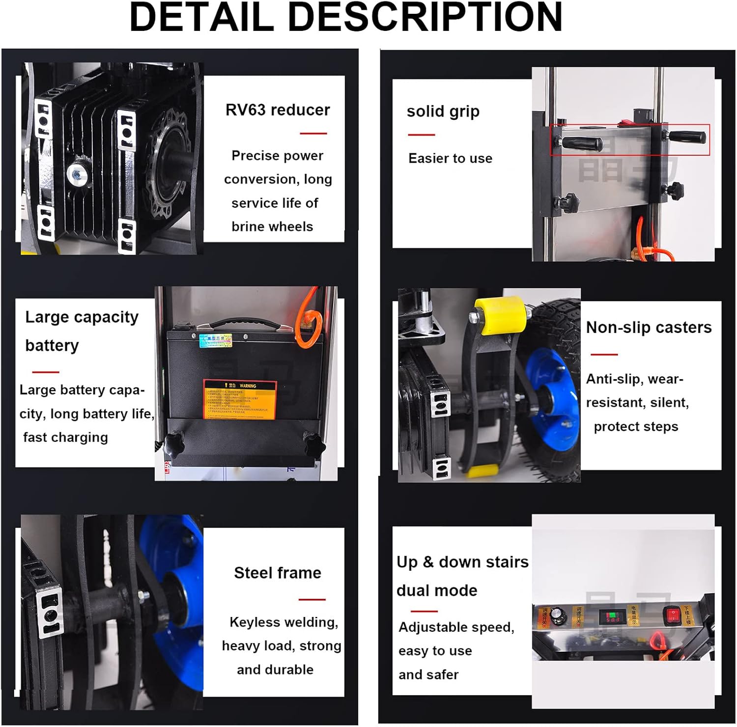 Electric Stair Climber, Heavy Object Sack Truck, Load Capacity, Removable Battery, with Telescoping Handle, for Mobile Home Appliance Construction