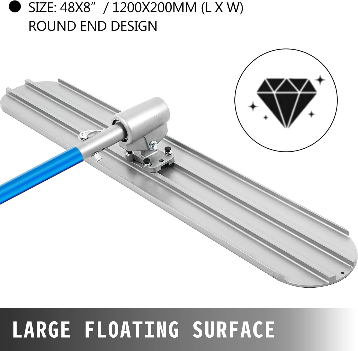 VEVOR Bull Float Magnesium Concrete Float 48 x 8" Round End Concrete Float Tool Cement Tool Bull Concrete Kit Bull Float with 4 Float Handle Bull Float Bracket Concrete Tools Finishing Bull Float