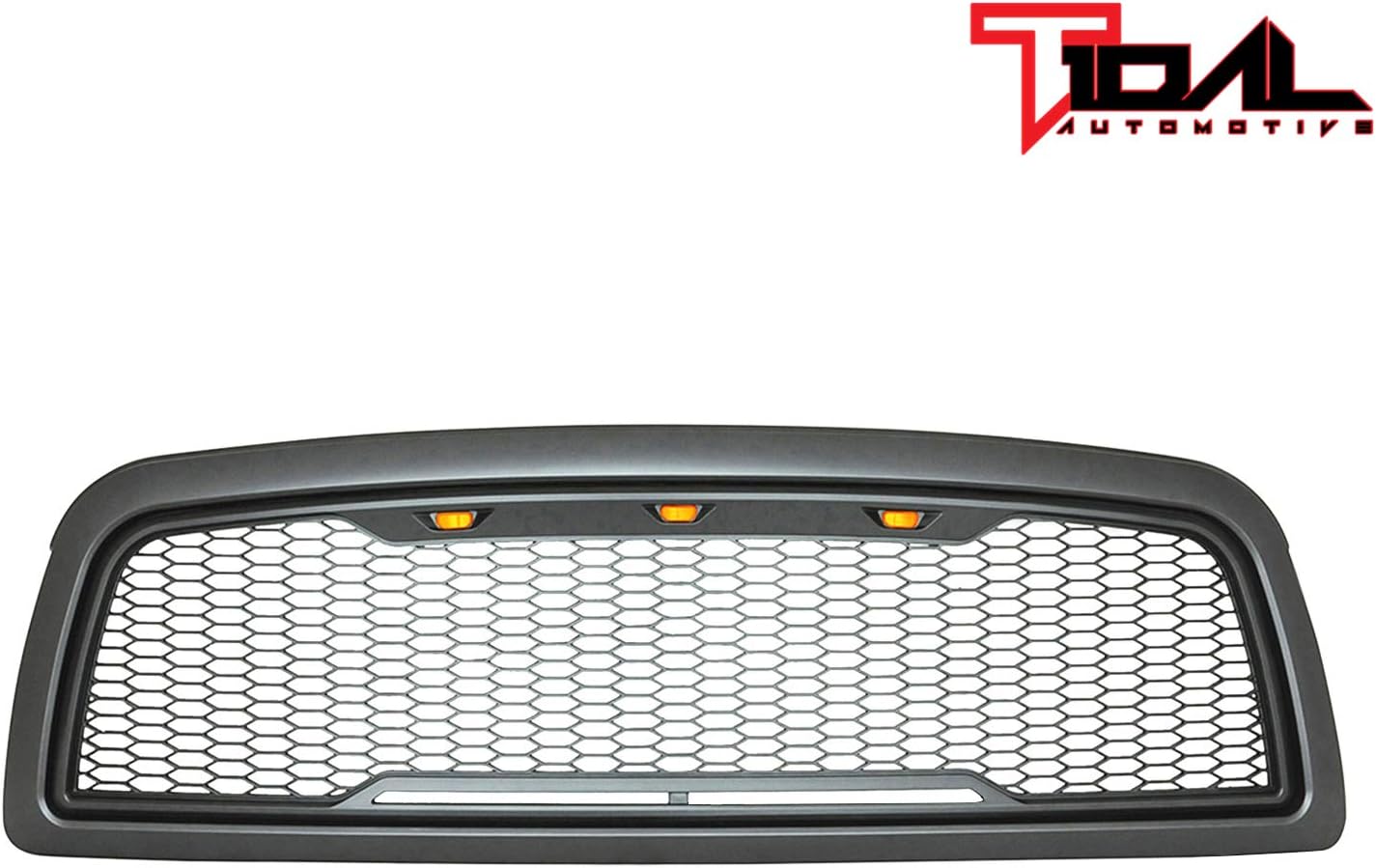 Tidal ABS Upper Grille Front LED Grille - Charcoal Gray - With Amber LED Lights Replacement Grille Fit for 09-12 Ram 1500