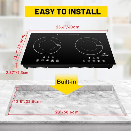 Duxtop 1800W Portable Induction Cooktop 2 Burner, Built-In Countertop Burners with Adjustable Temperature Control, Sensor Touch Induction Burner with Timer and Safety Lock, Easy to Clean, 8620BI/BTK35