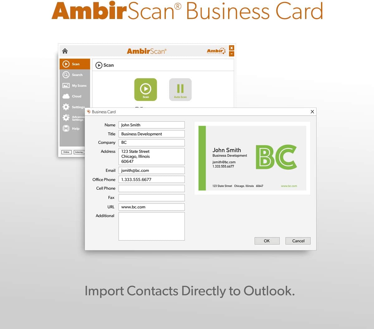 Ambir nScan 690gt High-Speed Vertical Card Scanner with AmbirScan Business Card for Windows PC