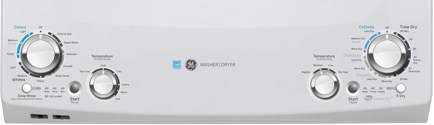 GE GUD27EESNWW 27" Electric Laundry Center with 3.8 cu. ft. Washer Capacity and 5.9 cy. ft. Dryer Capacity in White