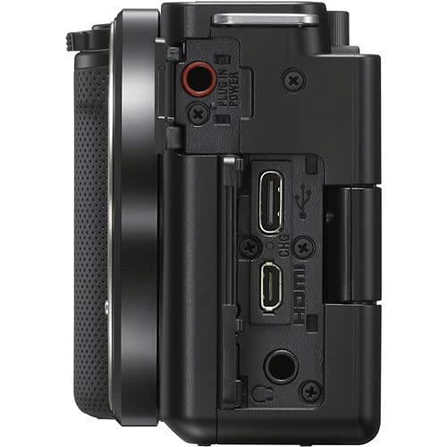 Sony ZV-E10 Mirrorless Camera with 16-50mm Lens (Black) (ILCZV-E10L/B) + 64GB Memory Card + Bag + Card Reader + HDMI Cable + Flex Tripod + Hand Strap + Memory Wallet + Cleaning Kit (Renewed)