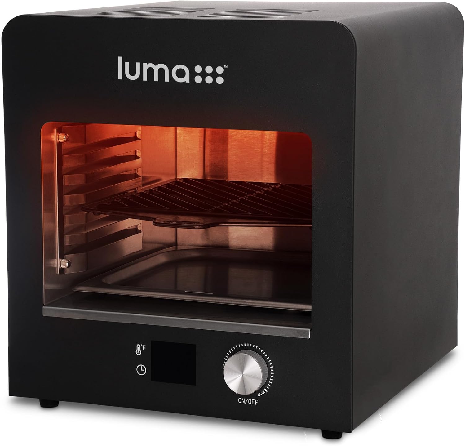 Luma Electric Steak Grill, Portable Indoor Countertop Oven with Griddle, Smokeless Electric Infrared Grill, Heats up to 1450 Degrees, BBQ, Grill, Toast, and Broil Chicken, Beef, Pork, and Vegetables