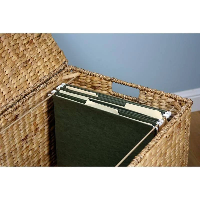 Porch u0026 Den Westphalian Seagrass Wicker Storage Filing Cabinet (Natural - Letter)