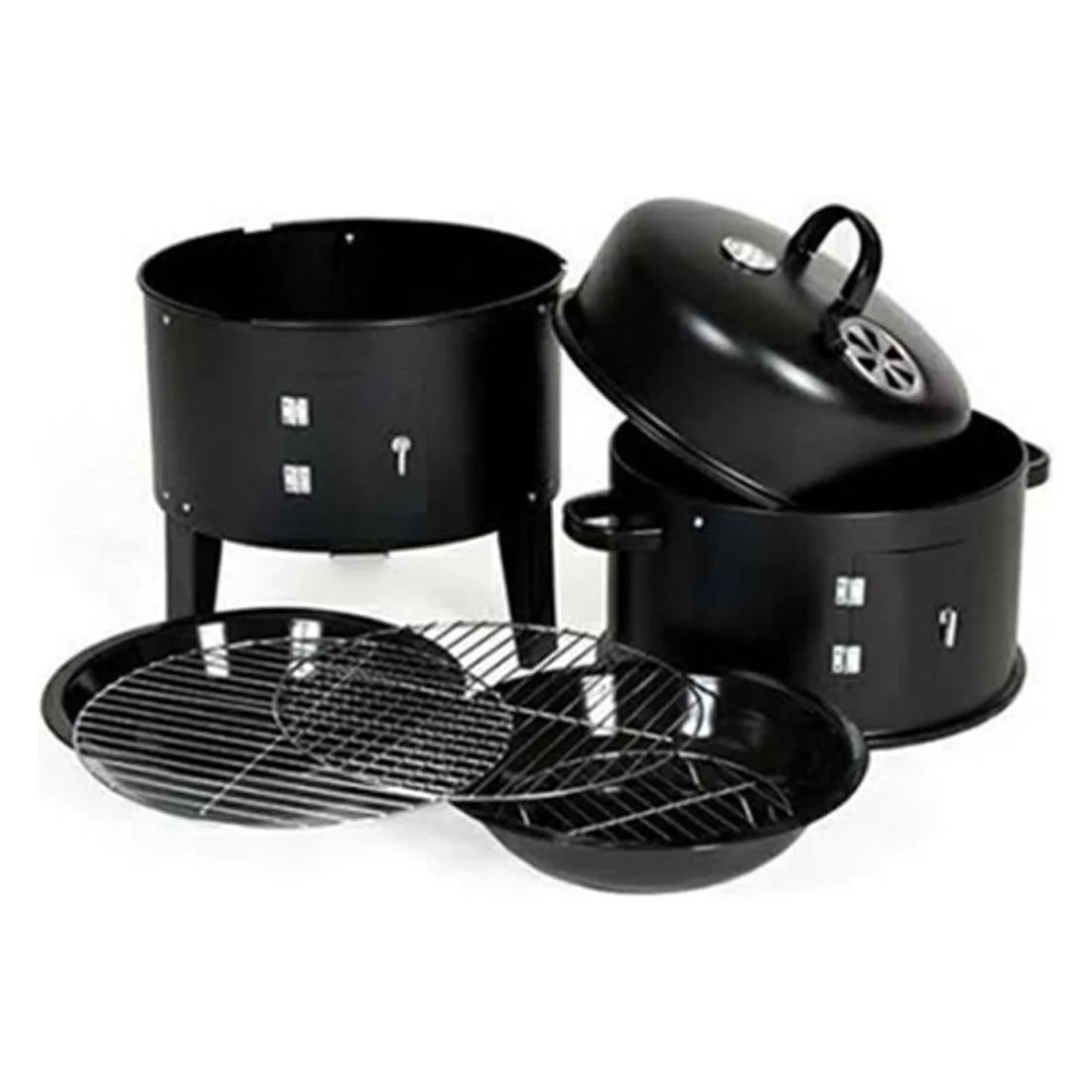 YouLoveIt Charcoal Grill, Smokeless Grill, Vertical Charcoal BBQ Smoker, 3 in 1 Charcoal Barbecue Grill Outdoor Vertical Smoke Portable Meat Cooker