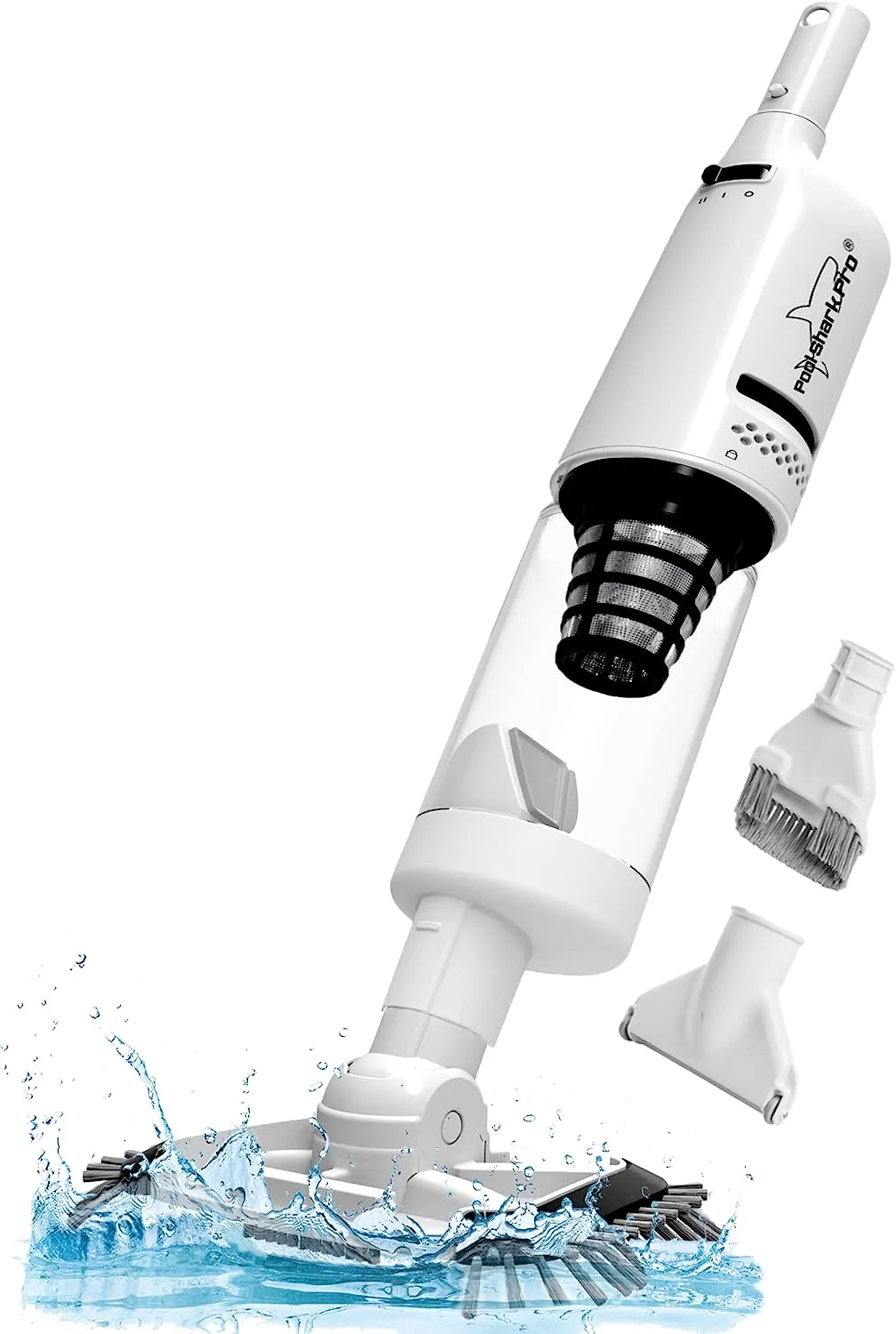 POOL SHARK PRO Cordless Pool Vacuum 90 Mins of Strong Suction for Deep pool Cleaning, Handheld Rechargeable Swimming Pool Cleaner with Roller and Heavy Duty Brushes for Inground and Above Ground Pools