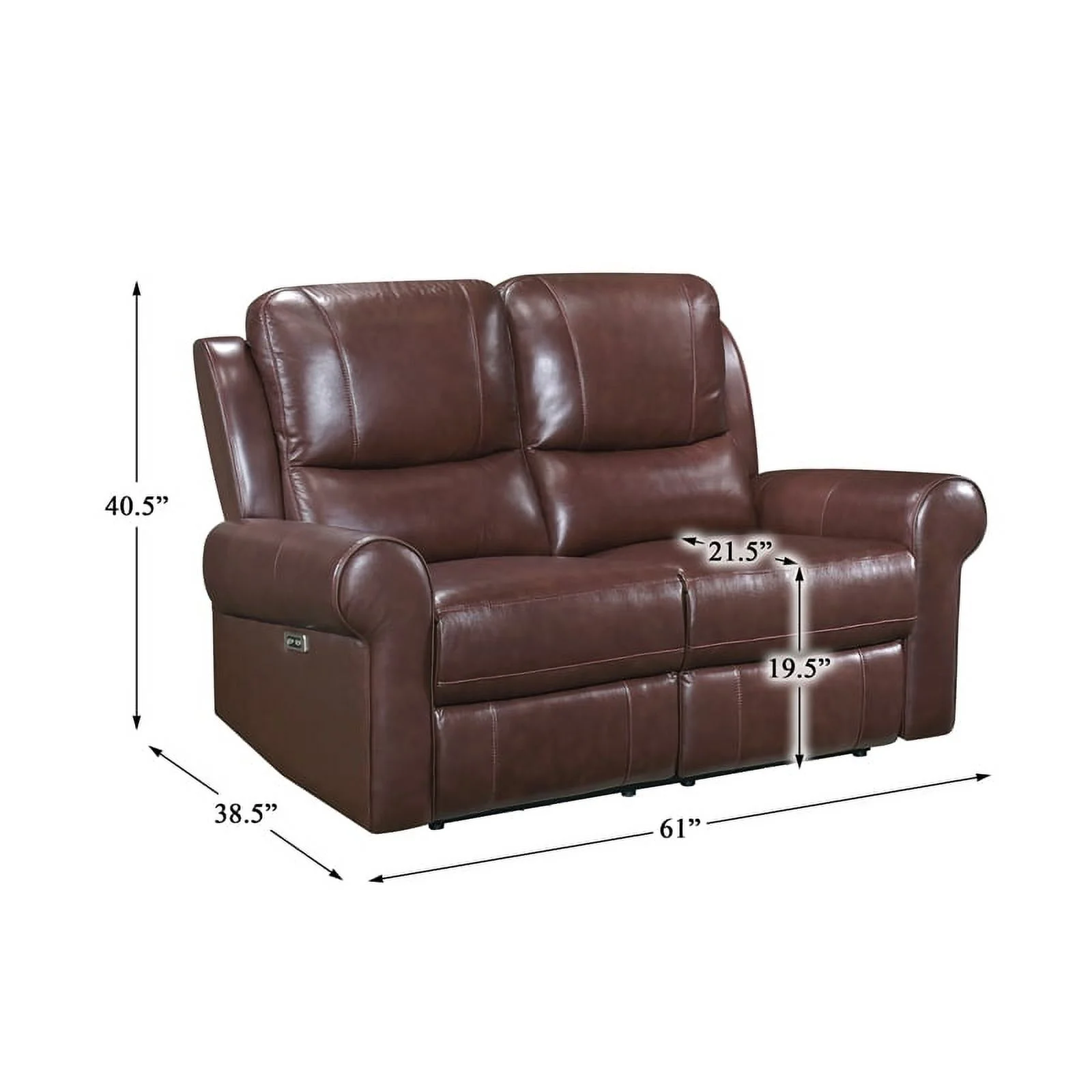 Lexicon McCall Leather Match Power Double Reclining Love Seat in Brown