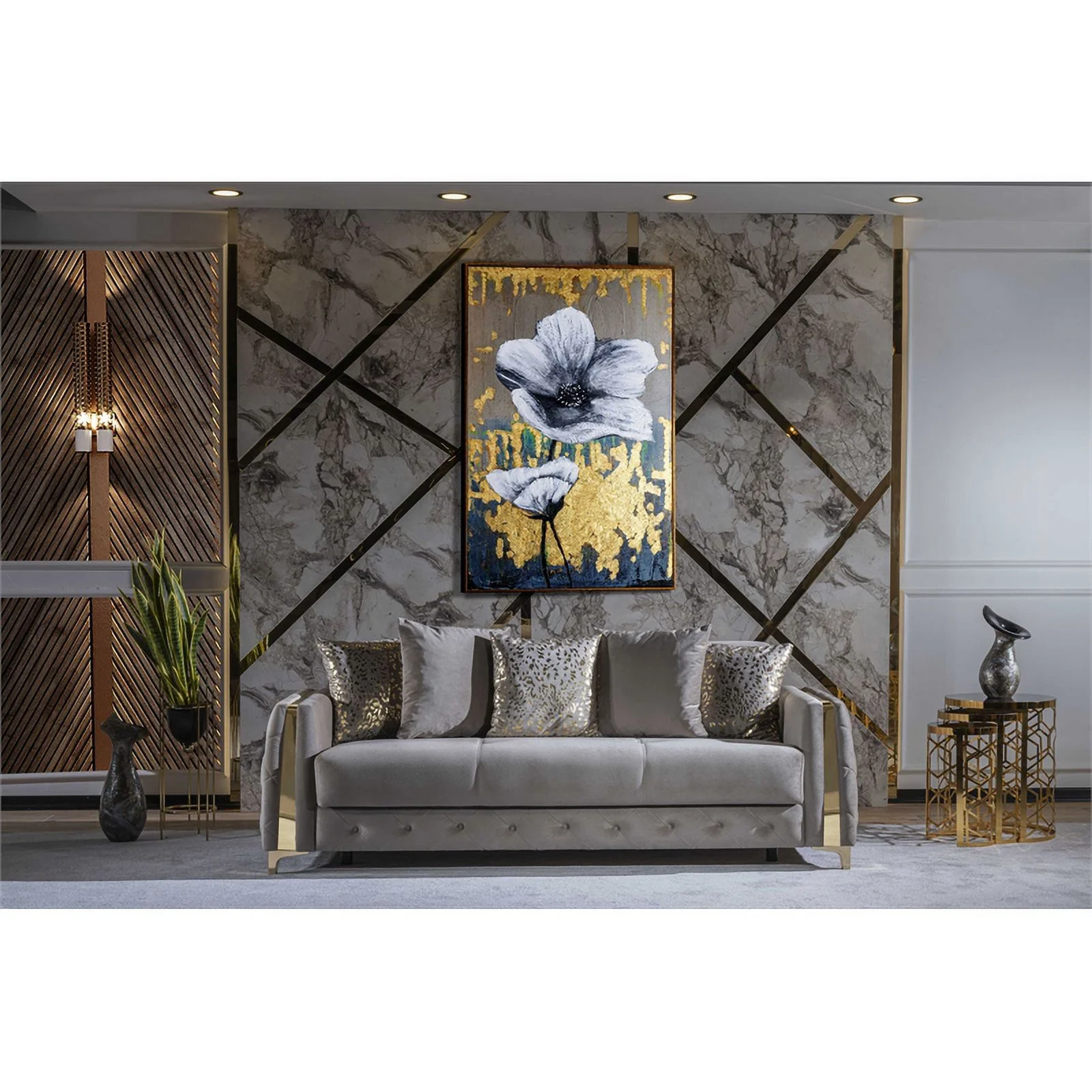 Pemberly Row Modern 3PC Living Room Set Made with Wood in Taupe