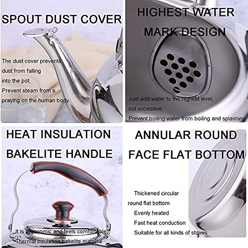 Stainless Whistling Tea Kettle Tea Pots Whistling Kettle 304 Stainless Steel Stove Universal Kettle Handle Electrolysis Process Steel teapot