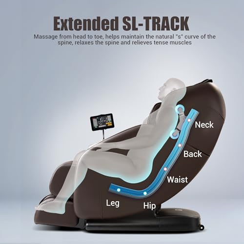 MYNTA Massage Chair Full Body, Zero Gravity SL Track Shiatsu Massage Recliner Chair with Heat, M1612 Expresso