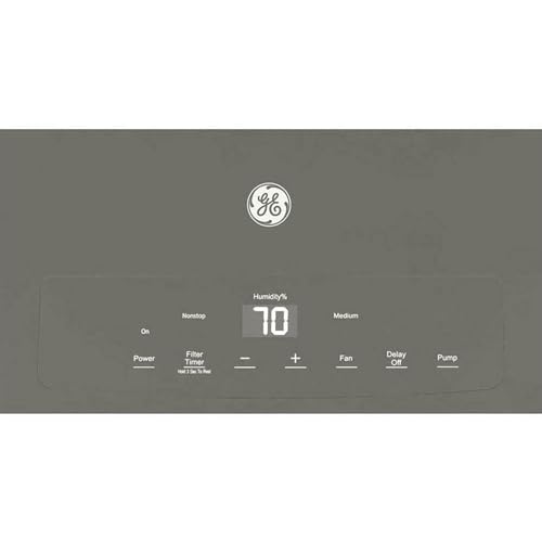 GE 50 Pint Portable Large Room Dehumidifier with Humidistat & Built-in Pump for Bathroom, Bedroom, Basement, and Home Wet Spaces, Gray (Renewed)