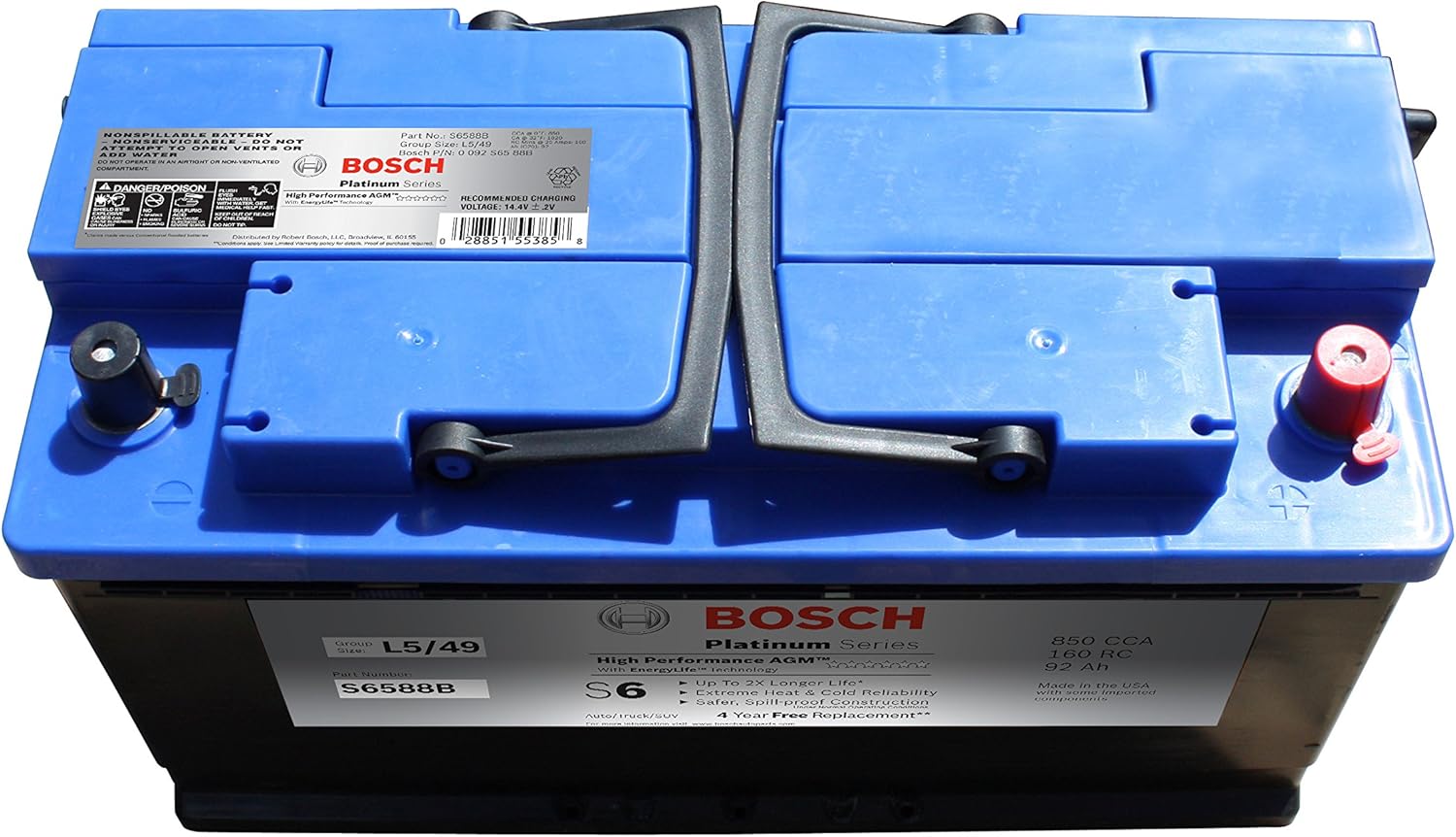 BOSCH S6588B S6 Flat Plate AGM Battery