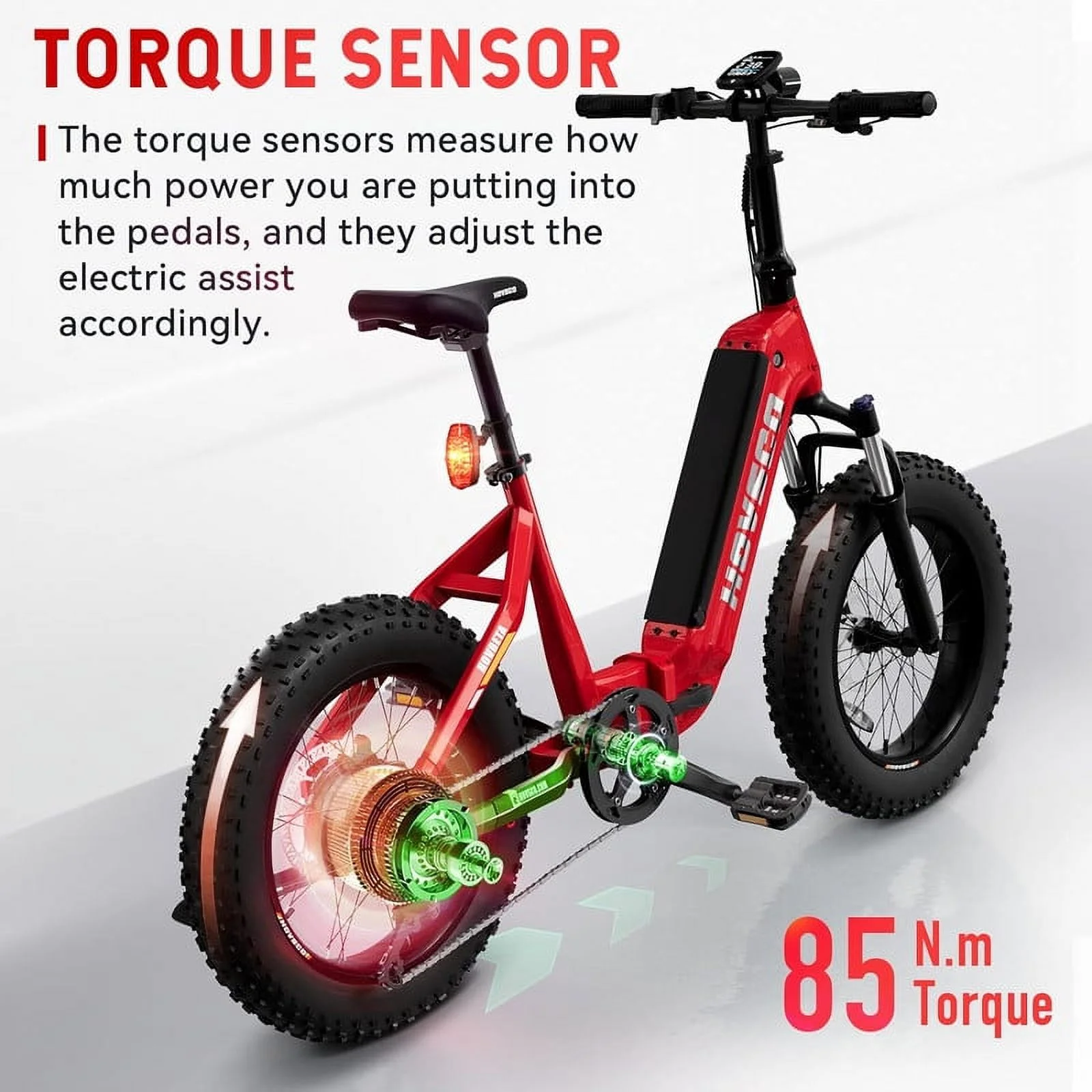 HOVSCO Folding Electric Bike, 750W Step-Thru 20 inch Fat Tire Ebike, 28 MPH, 48V 15Ah Removable Battery, Dual Hydraulic Suspension & Brake, Red - Curated Treasures Market