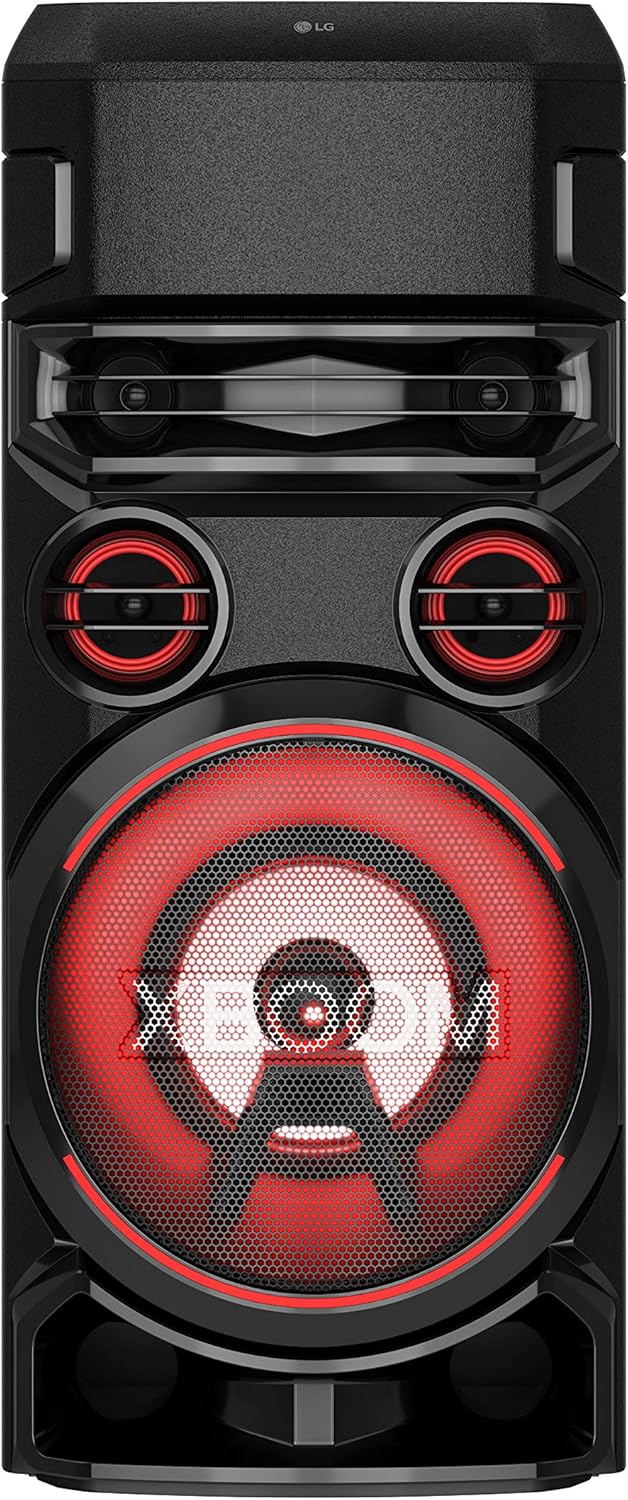 LG XBOOM RN7 Bluetooth Audio System, LED Party Lighting, Karaoke with Voice Filters, XBOOM App Controlled, Bluetooth, Dual USB, Optical and Mic Inputs