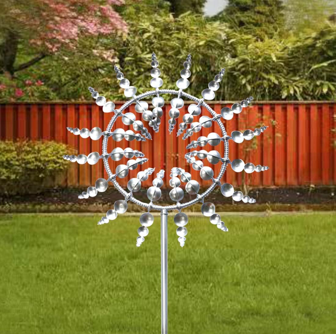 Vivpro Unique and Magical Metal Windmill,Kinetic Metal Wind Spinners with Metal Outdoor Garden Stake,Sculptures Move with The Wind, Black
