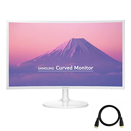 Samsung Gaming Curved Monitor for Business 27inch 1080p LED Widescreen AMD FreeSync 60Hz Refresh Rate 4ms 3000:1 Contrast Ratio Anti-Glare VGA D-Sub DisplayPort White, HDMI Cable