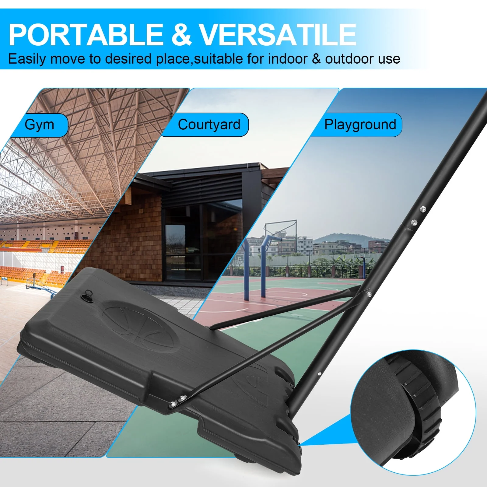 HooKung Portable Basketball Hoops Height Adjustable 5.6ft -7ft Basketball System 28'' Backboard with Wheels for Teenagers Youth Indoor Outdoor Use