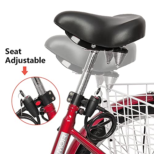 PEXMOR Adult Tricycle 7 Speed, 24/26 Inch 3 Wheel Bikes Tricycle for Adults, Adult Trike for Women/Men/Seniors, Three Wheel Cruiser Bike w/Folding Front & Rear Basket for Shopping/Recreation/Picnic