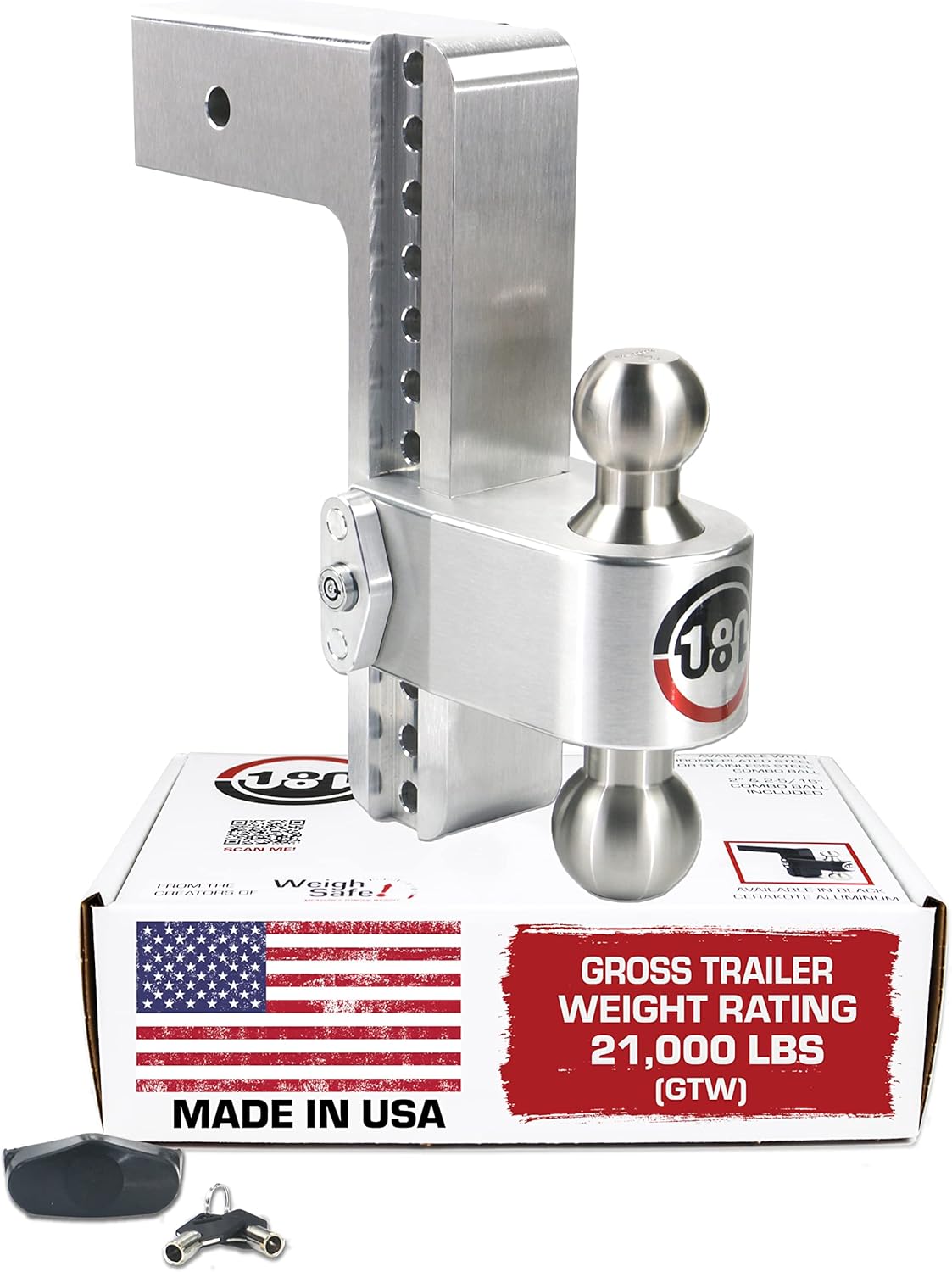180 Hitch LTB6-3 Aluminum Adjustable 6" Drop, Stainless Steel Ball, 3" Receiver 21,000 GTW