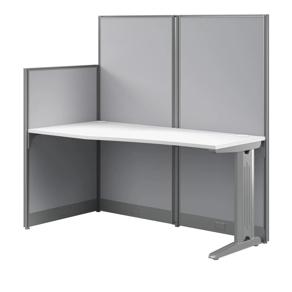 BBF Office in an Hour Engineered Wood Straight Cubicle Desk in Pure White