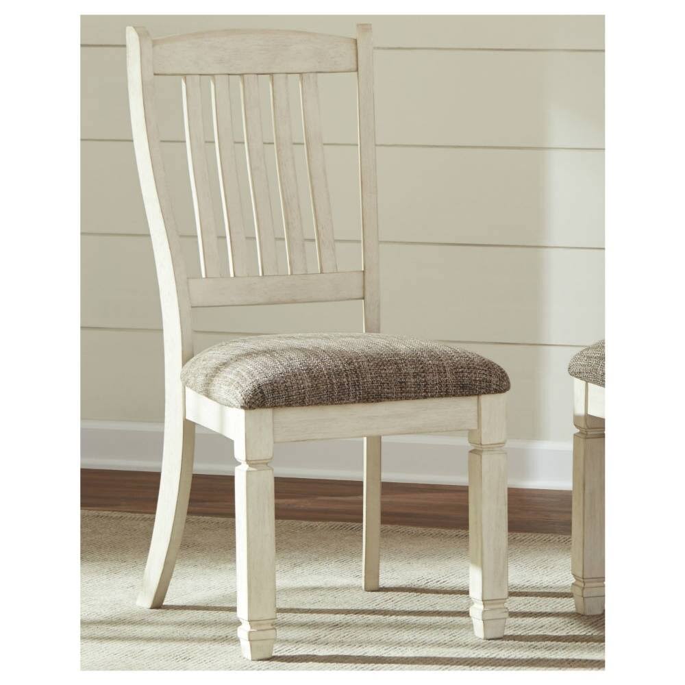 Ashley D647-01 Antique White Finish Dining Uph Side Chair Set of 4