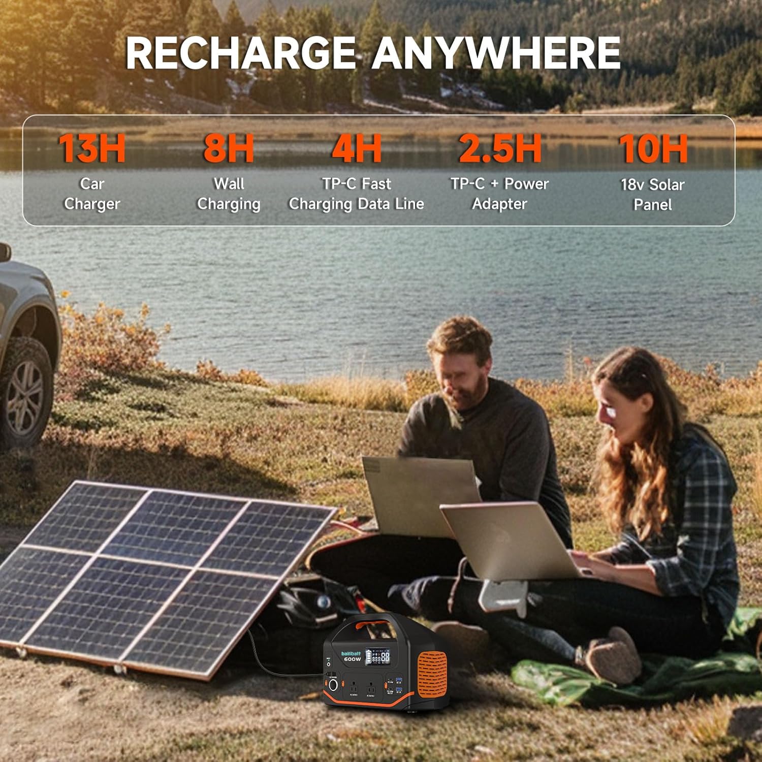 Portable Power Station 600W,293Wh Portable Generator for Home Use, Quiet Generator for Camping Travel Emergency CPAP Survival Backup Outdoor Apartment,100W PD & 110V Pure Sine Wave AC Outlet
