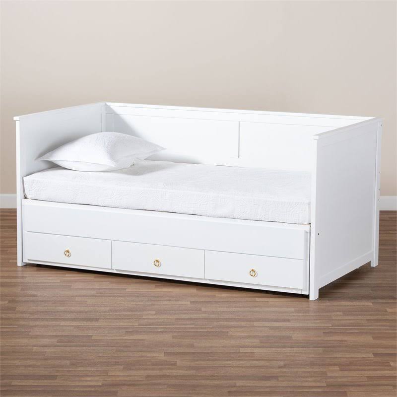 Baxton Studio Thomas Classic and Traditional White Finished Wood Expandable Twin Size to King Size Daybed with Storage Drawers