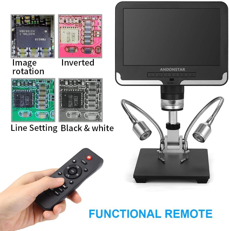 Andonstar Black corlor 7 inch LCD 1080P Circuit Board Digital Microscope AD206 with 200X Magnification Zoom for Phone Repair Soldering