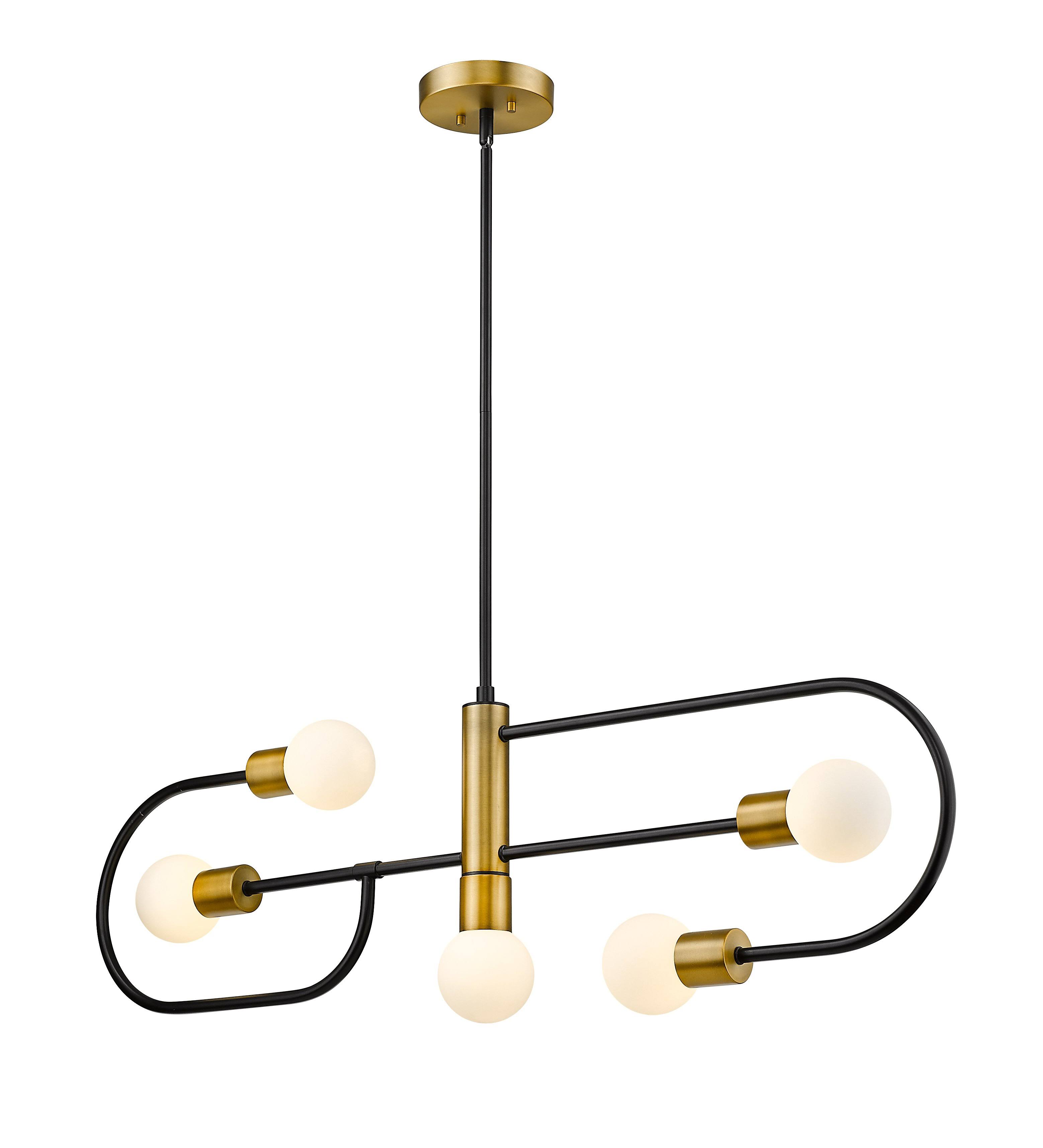 Z-Lite 5 Light Island/Billiard - Matte Black + Foundry Brass 621-5L-MB-FB
