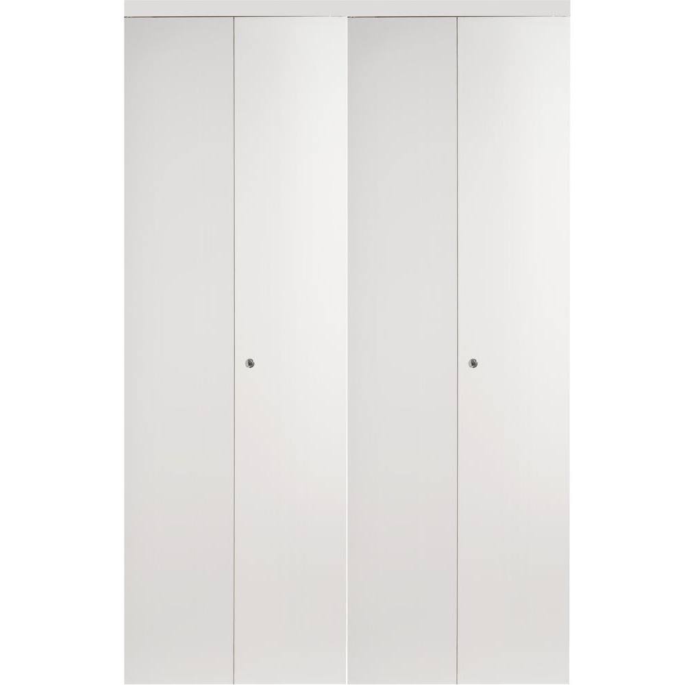 Impact Plus 60 in. x 84 in. Smooth Flush Solid Core White MDF Interior Closet Bi-Fold Door with Matching Trim