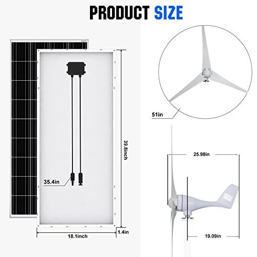 ECO-WORTHY 500W, 600W, 800W, 1000W, 1200W Solar Wind Power Complete Kit System