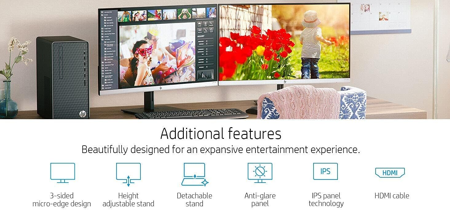 2022 Premium HP 24f 75Hz 24 Widescreen IPS LED FHD 1080P Anti-Glare Monitor for Business and Student, 5 ms Response Time, FreeSync, HDMI VGA, 178°, AllyFlex HDMI Cable