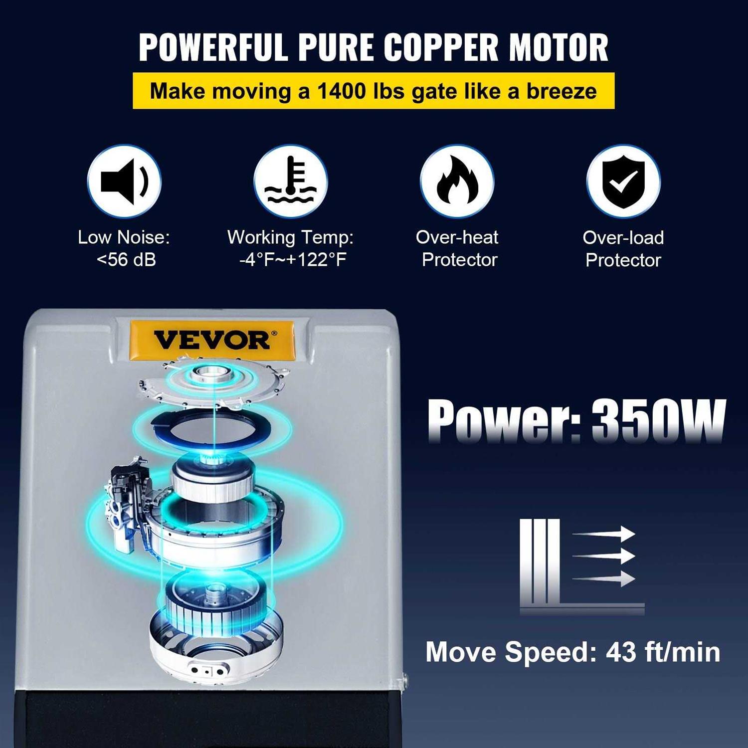 VEVOR Sliding Gate Opener 1400 Gate Operator Hardware Kit with 2 Remote Controls Gate Security - Shop Hardware Tools Online Store