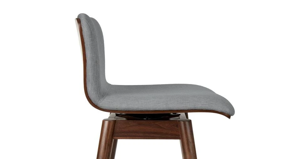 Swivel Bar Stool, Gray Fabric, Walnut Legs | Article Sede Modern Furniture