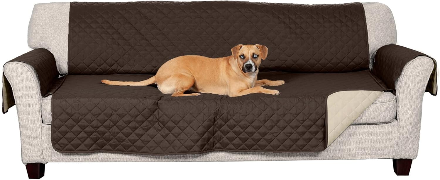 Furhaven Furniture Cover for Dogs and Cats - Water-Resistant Reversible Two-Tone Living Room Furniture Protector, Washable, Espresso and Clay, X-Large Sofa